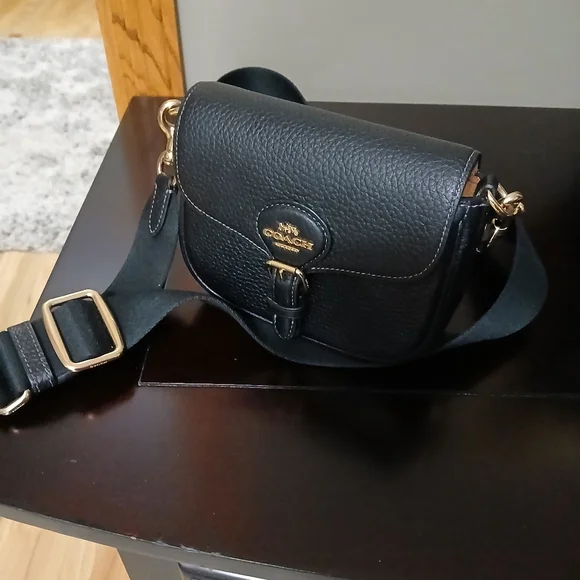 Amelia Mini Coach Black Leather Crossbody Bag - Picture 1 of 5
